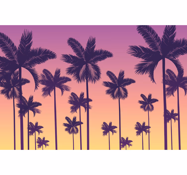 Persiana enrollable morada palmas al atardecer - TenVinilo