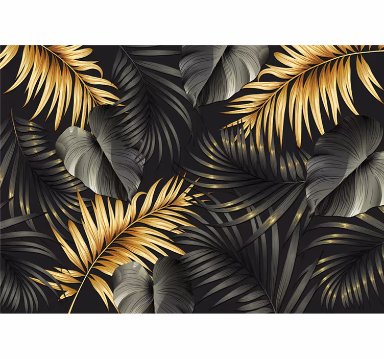 Persiana enrollable para cuarto efecto 3d plantas doradas - TenVinilo