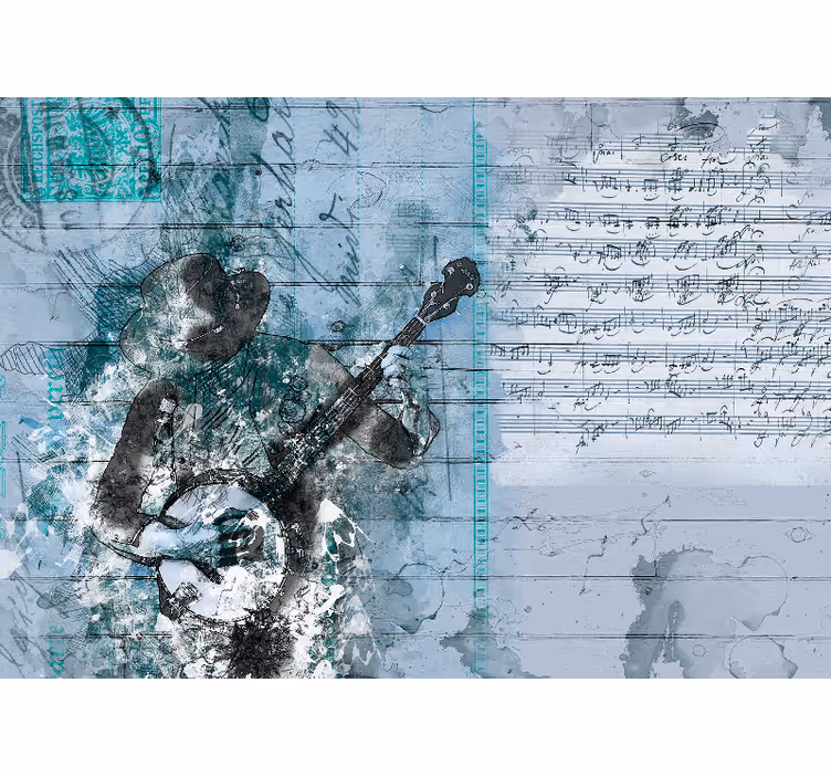 Persiana enrollable para cuarto diseño musical abstracto - TenVinilo