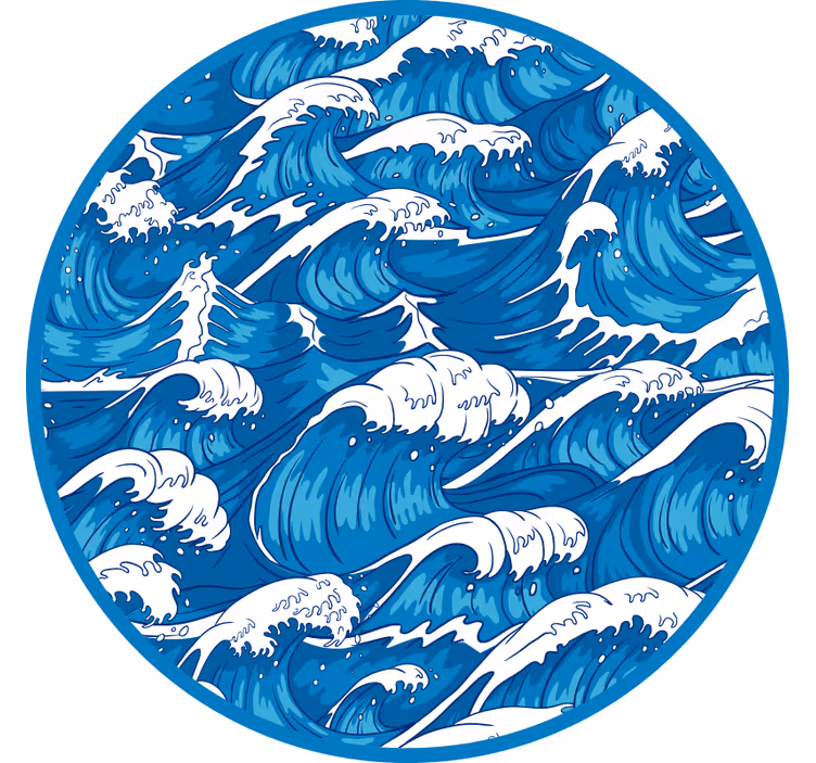 Persiana enrollable para cuarto olas japonesas - TenVinilo