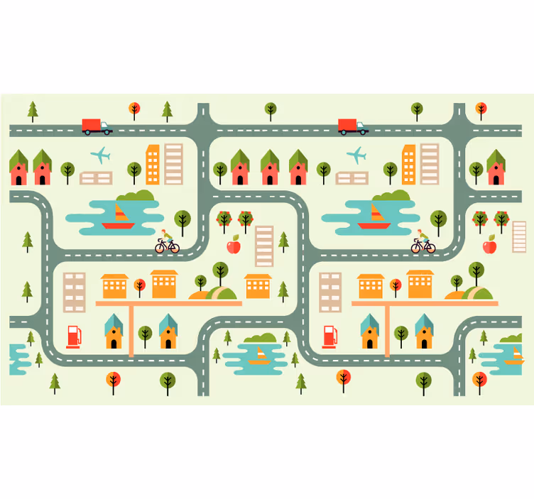 Persiana enrollable infantil alfombra de juego carretera - TenVinilo