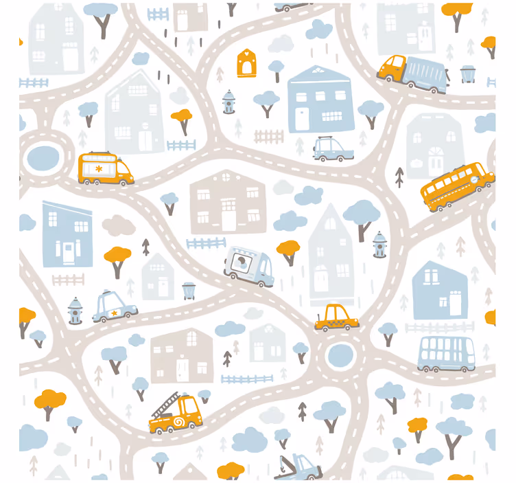 Persiana enrollable infantil mapa de carreteras doodle - TenVinilo