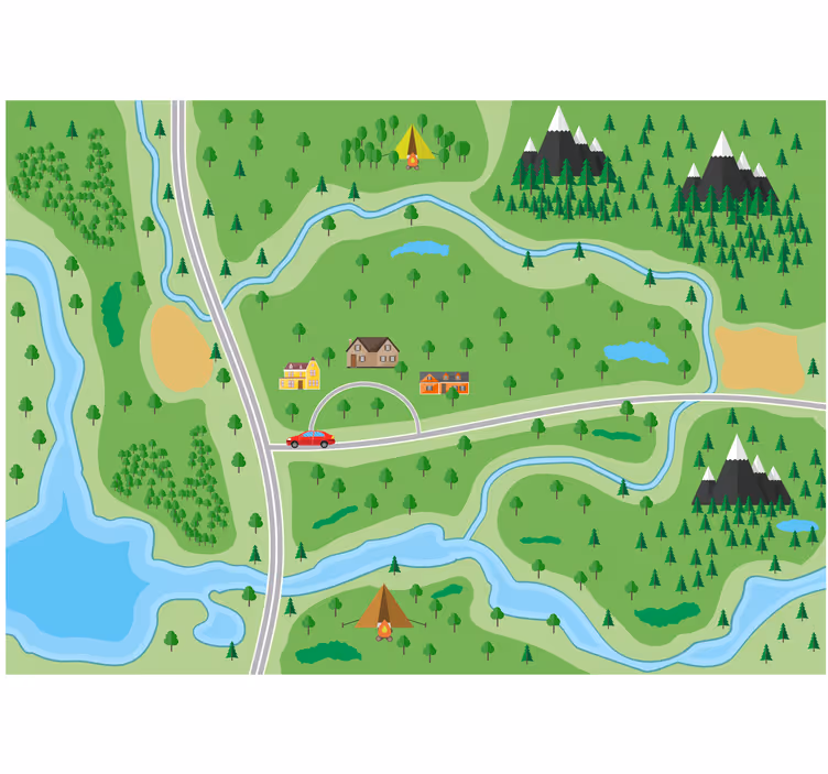 Persiana enrollable infantil mapa de montaña - TenVinilo