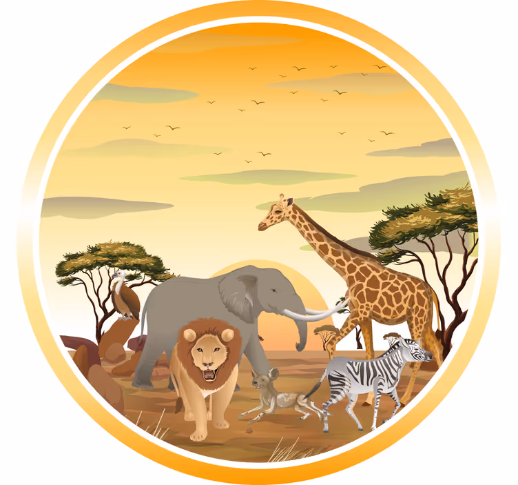 Persiana enrollable infantil animales africanos con plantas - TenVinilo