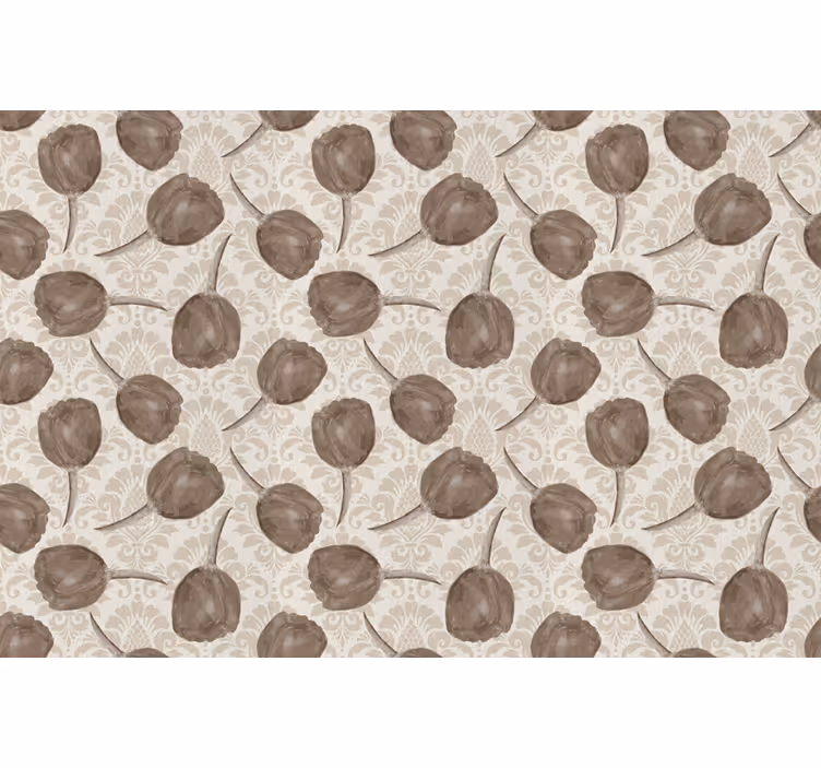 Persiana enrollable beige con tulipanes grises y acantos - TenVinilo