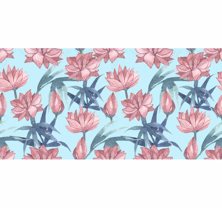 Persiana enrollable floral flores acuareladas azules - TenVinilo