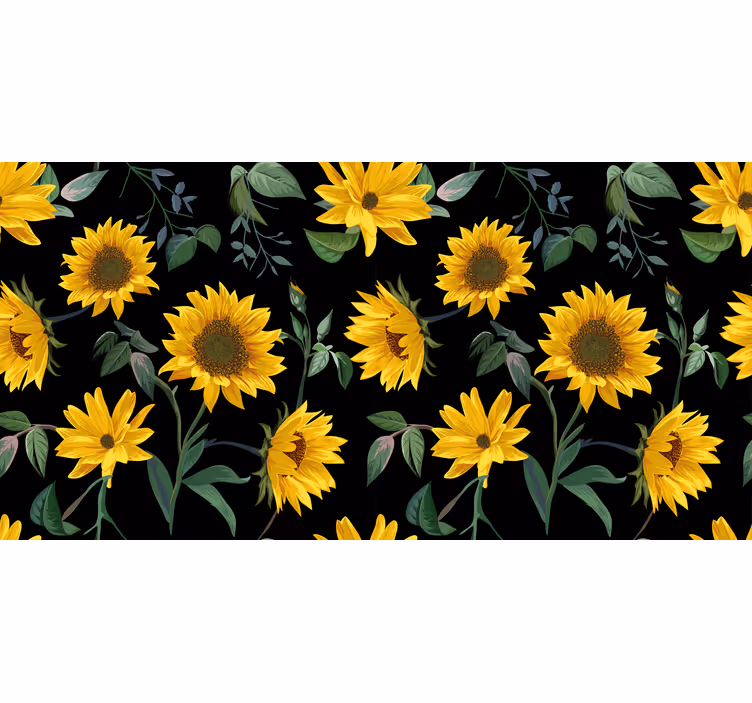 Persiana enrollable negra fondo negro girasoles - TenVinilo