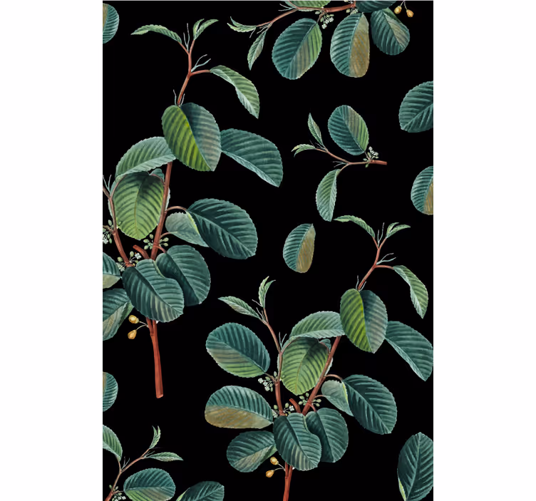 Persiana enrollable negra ramas verdes - TenVinilo