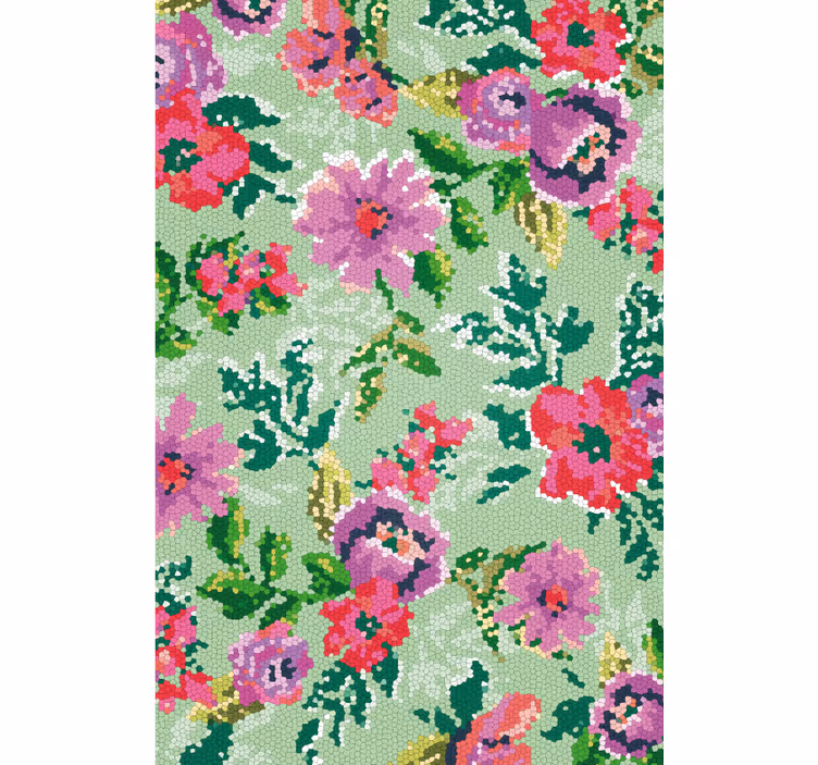 Persiana enrollable para baño mosaico flores variadas - TenVinilo