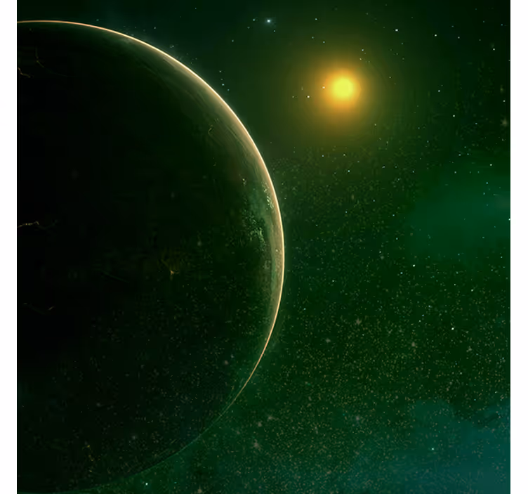 Persiana enrollable oficina diseño espacial planeta verde - TenVinilo