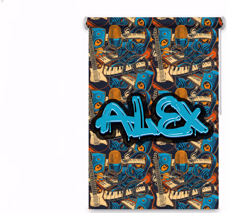 Persiana enrollable juvenil graffiti musical personalizado - TenVinilo