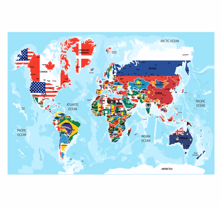 Persiana enrollable mapamundi banderas de países - TenVinilo