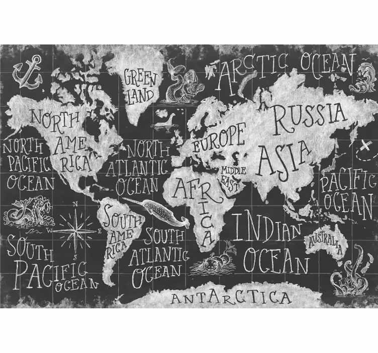 Persiana enrollable mapamundi mapa mundial mítico - TenVinilo