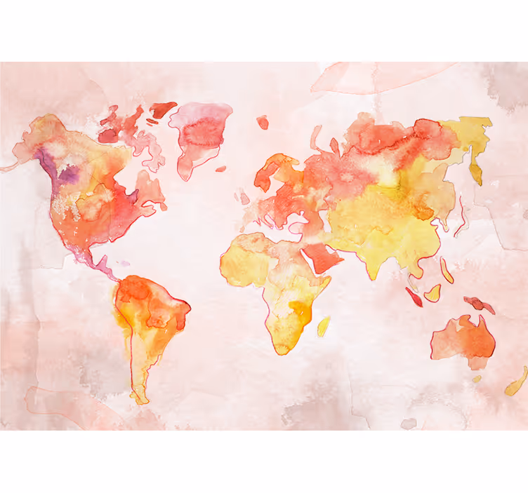 Persiana enrollable mapamundi mapa mundial acuarelado - TenVinilo