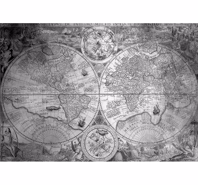 Persiana enrollable mapamundi mapas mundiales grises - TenVinilo