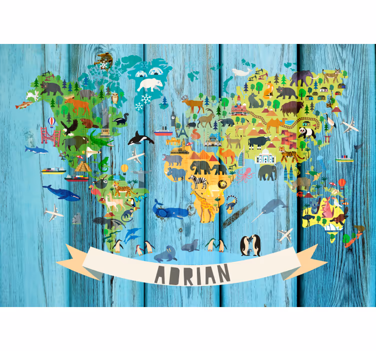 Persiana enrollable mapamundi mapa político infantil - TenVinilo
