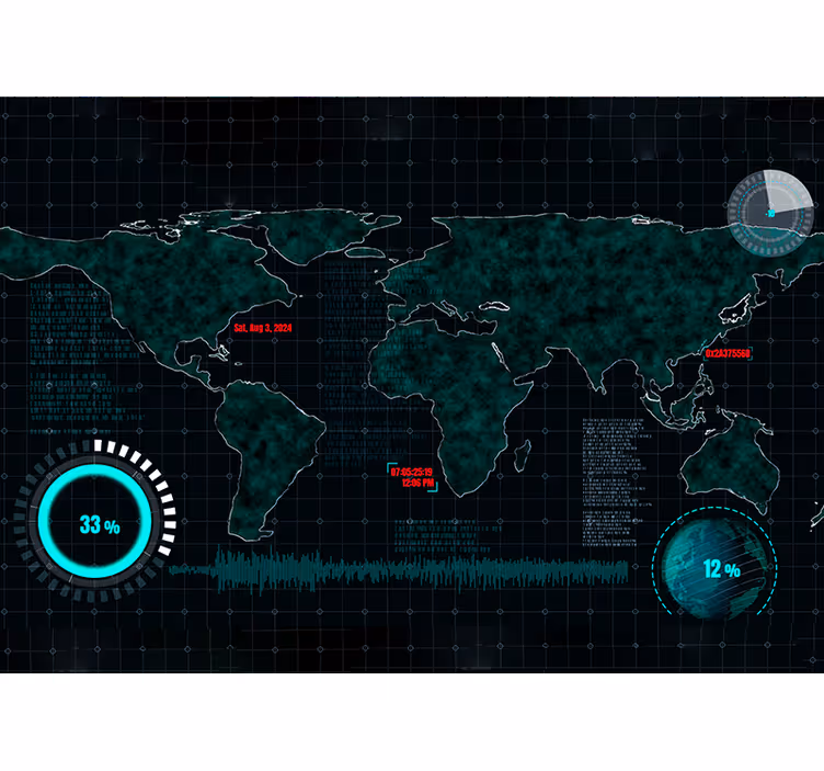 Persiana enrollable mapamundi mapa mundial futurista - TenVinilo