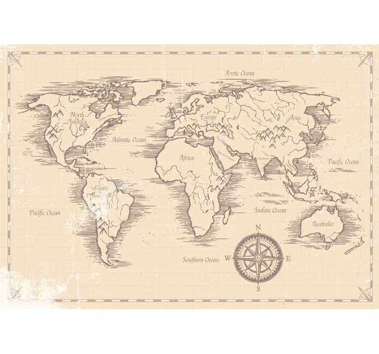 Persiana enrollable mapamundi mapa mundial vintage - TenVinilo