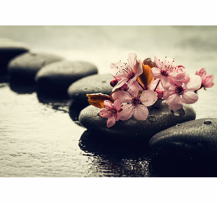Persiana enrollable zen serenidad floral piedras - TenVinilo