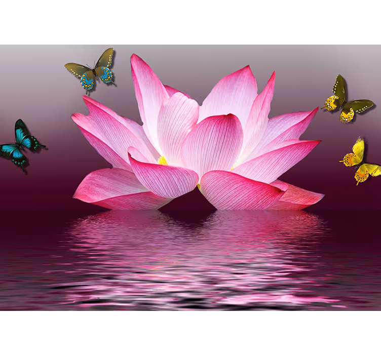 Persiana enrollable zen flor de loto rosa con mariposas - TenVinilo