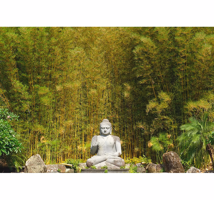Persiana enrollable zen buda gris contemplando la naturaleza - TenVinilo