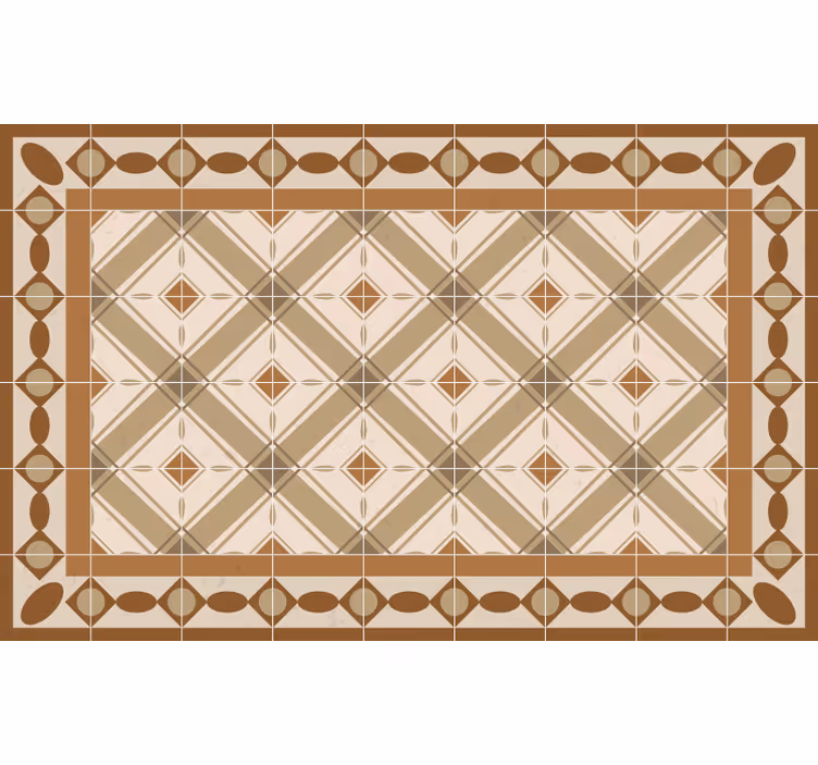 Persiana enrollable marrón y alfombra vinílica azulejos - TenVinilo
