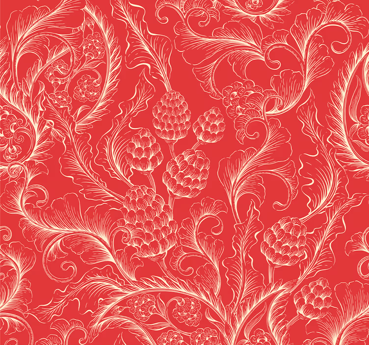 Persiana enrollable roja ilustración de paisley - TenVinilo