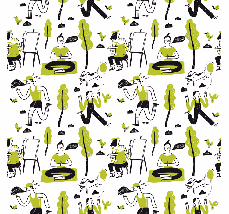 Persiana enrollable exterior conjunto de doodles saludables - TenVinilo