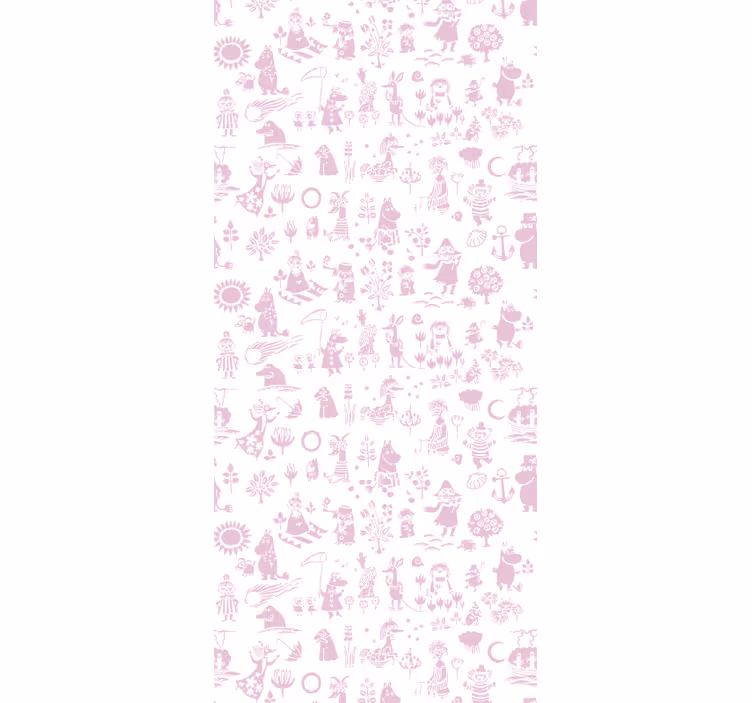 Persiana enrollable para bebé mural completo de moomin rosa - TenVinilo