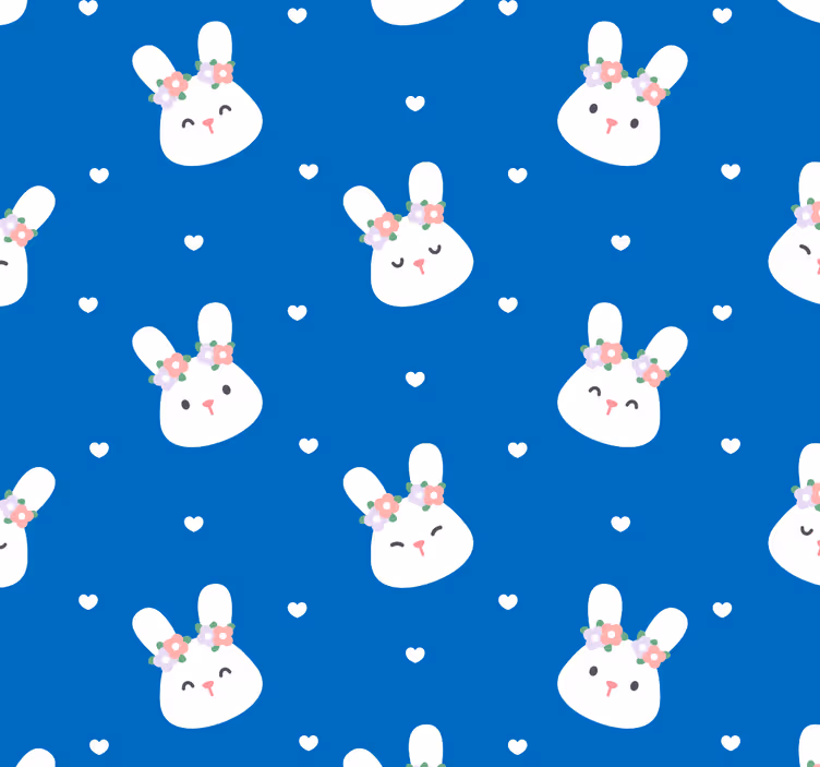 Persiana enrollable para bebé con conejitos en fondo azul - TenVinilo