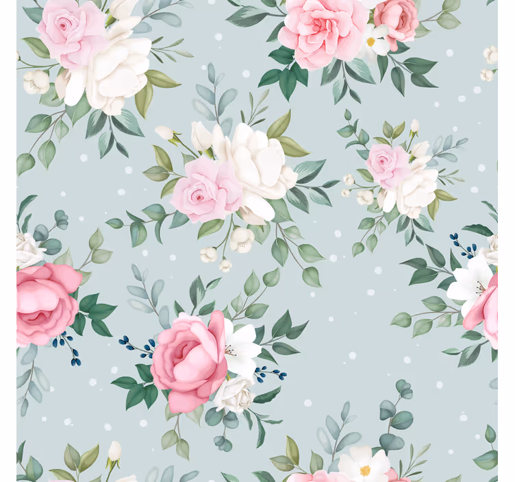 Persiana enrollable pasillo floral azul y rosa - TenVinilo