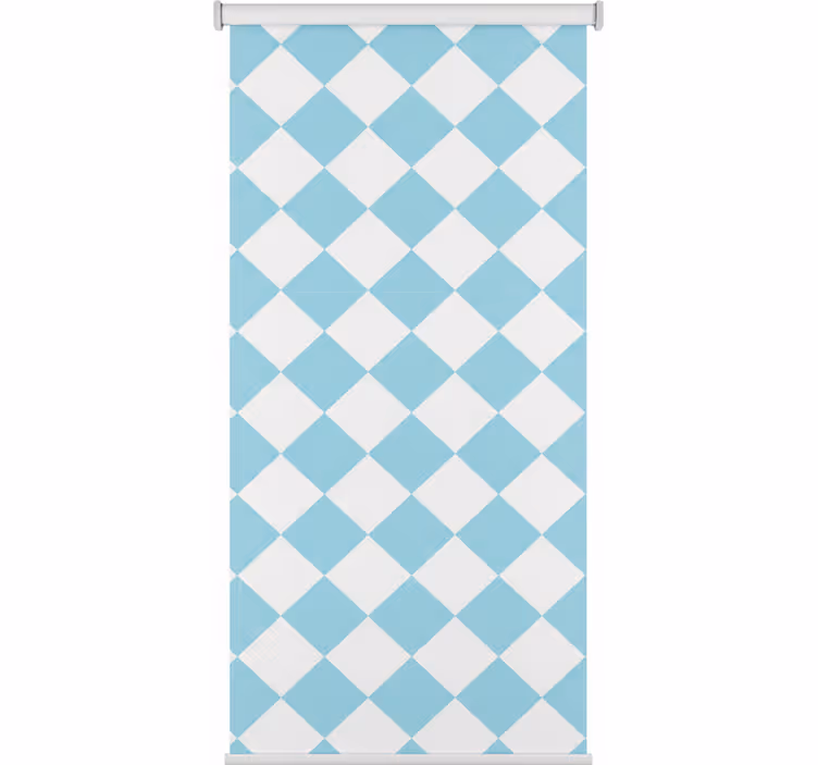 Persiana enrollable pasillo diseño cuadrado azul y blanco - TenVinilo
