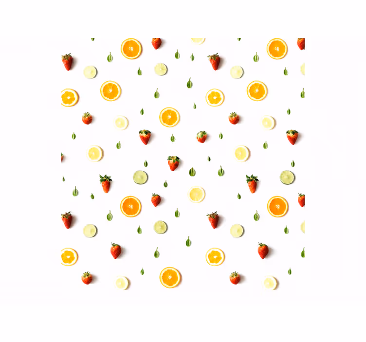 Persiana enrollable amarilla patrón de frutas realistas - TenVinilo
