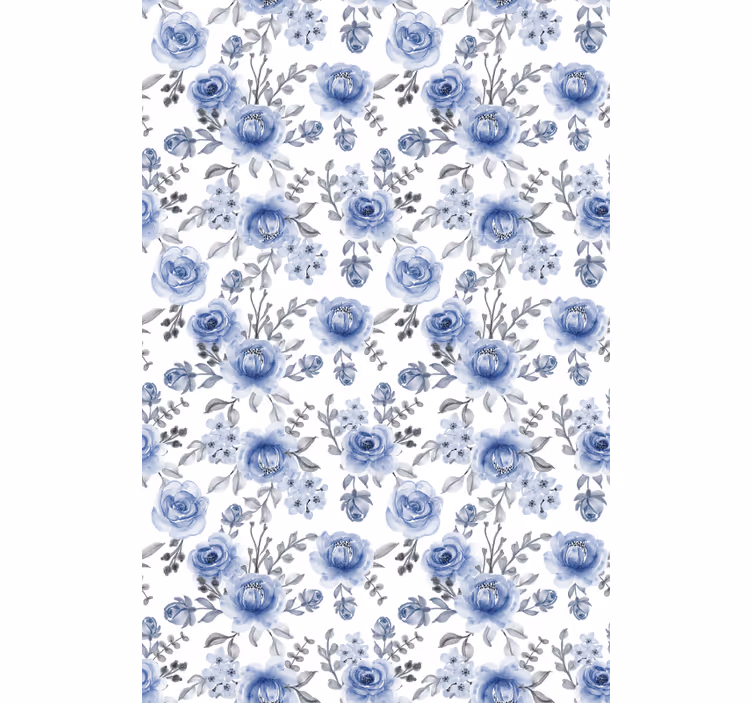 Persiana enrollable floral patrón floral azul - TenVinilo