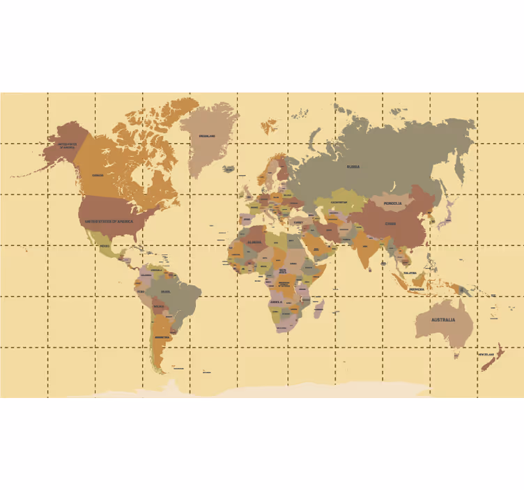 Persiana enrollable mapamundi coordenadas geográficas - TenVinilo