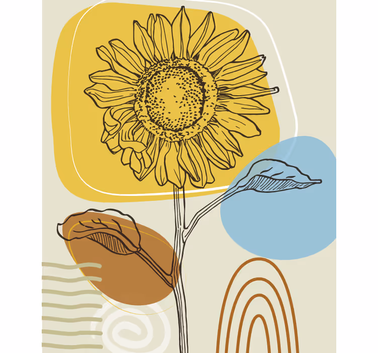 Persiana enrollable flores girasol con círculos - TenVinilo