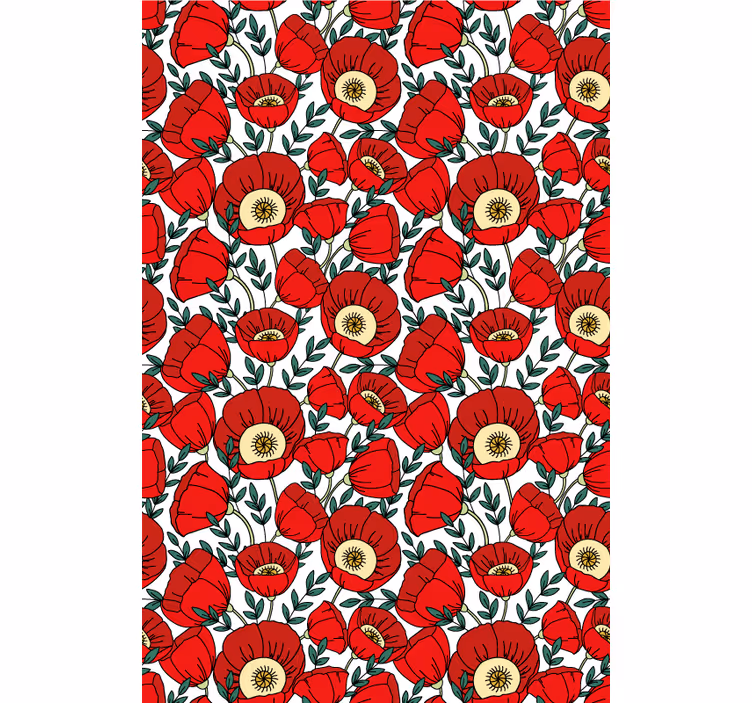 Persiana enrollable flores patrón de cachorros rojos - TenVinilo