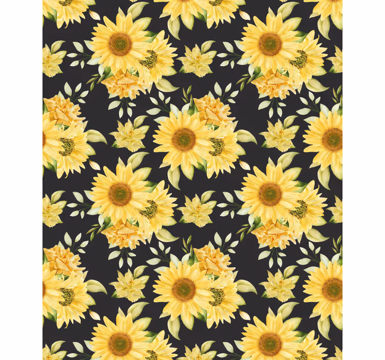 Persiana enrollable flores patrón floral de girasol - TenVinilo