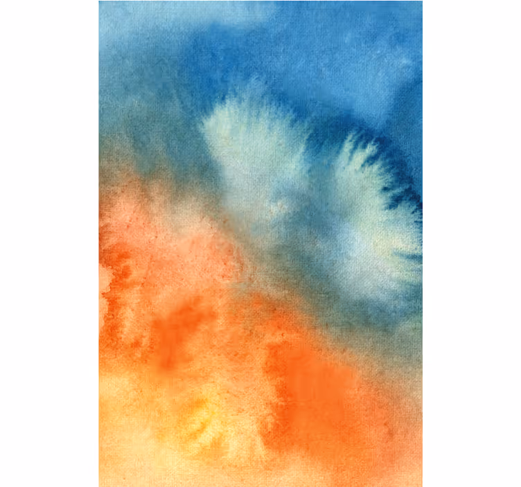 Estor habitación matrimonio Acuarela abstracta azul naranja - TenVinilo