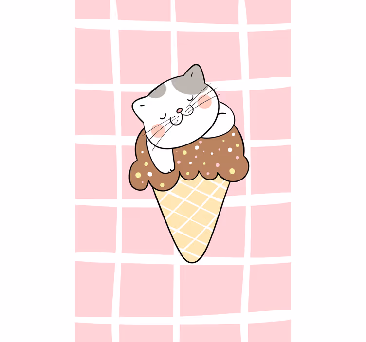 Persiana enrollable animales gato en cono de helado - TenVinilo