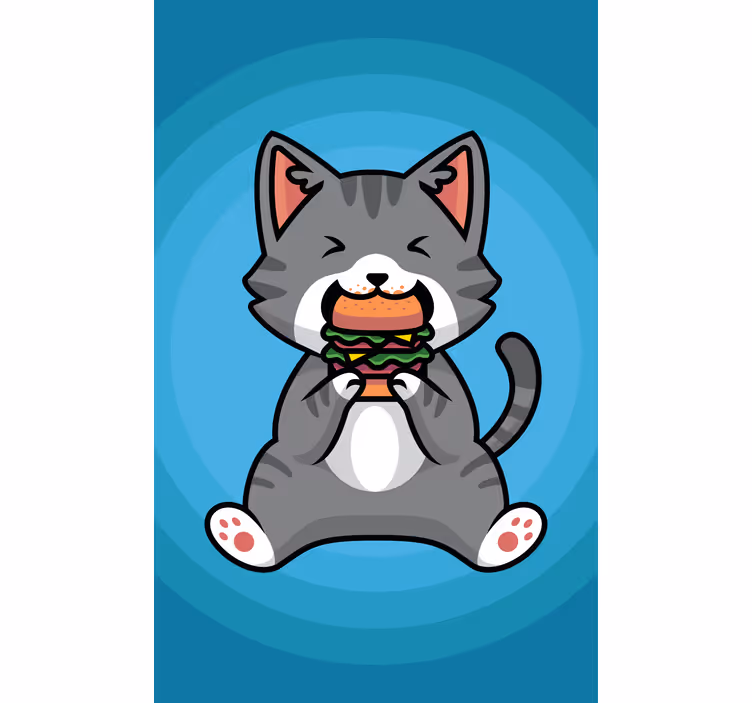Persiana enrollable animales gato feliz comiendo - TenVinilo