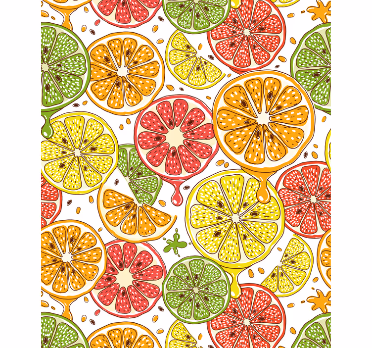 Persiana enrollable para cocina patrón de rodajas cítricas - TenVinilo