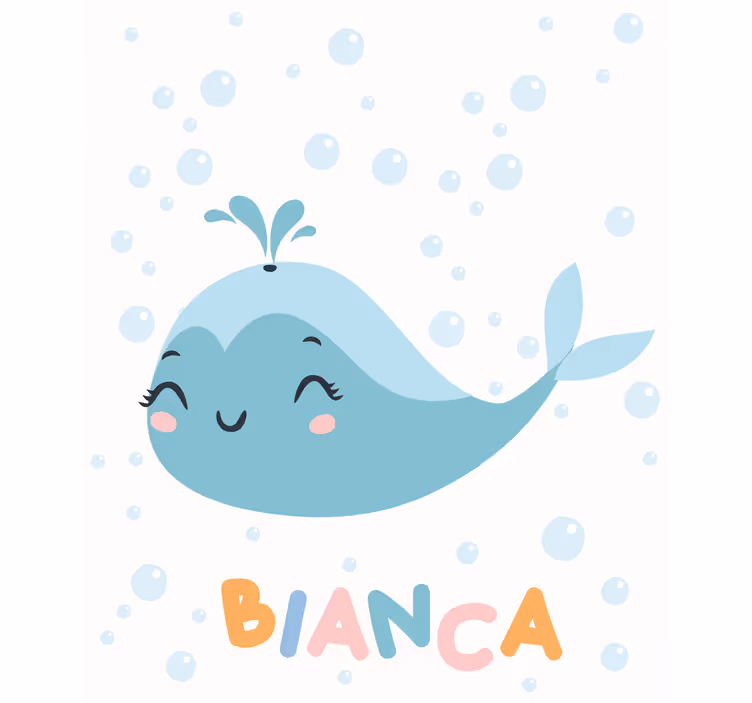 Estor con nombre infantil de ballena feliz - TenVinilo