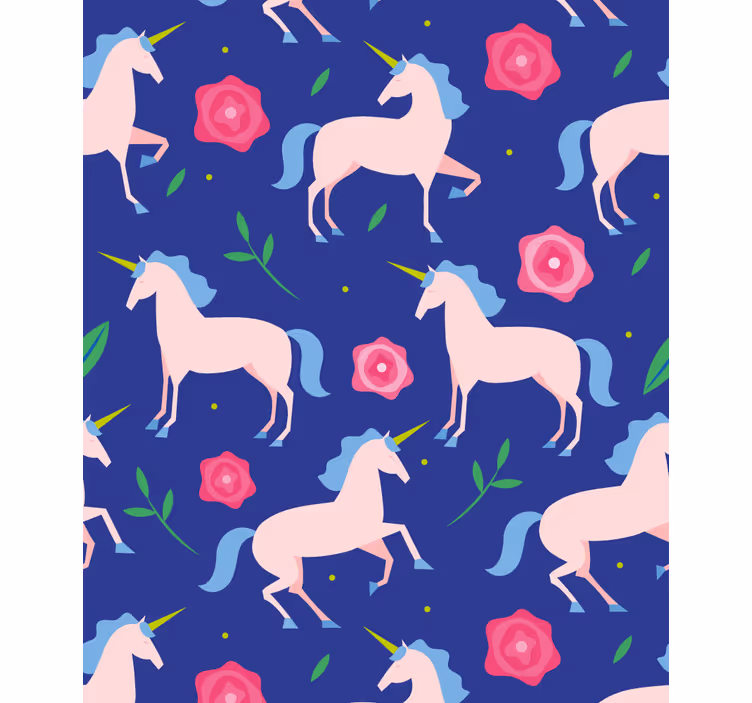 Persiana enrollable infantil unicornios y flores - TenVinilo