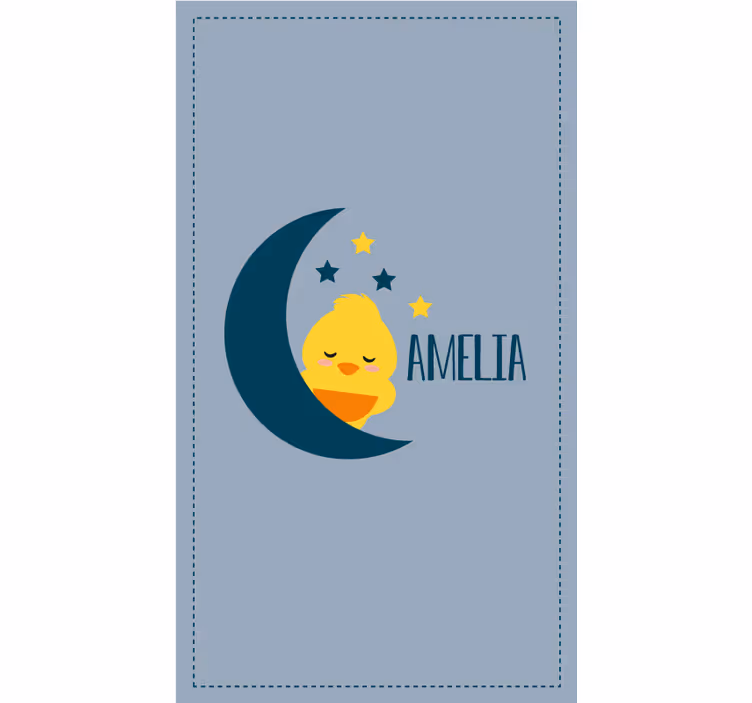 Persiana enrollable infantil pollito luna con nombre - TenVinilo