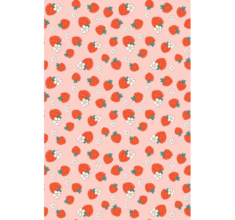 Persiana enrollable frutas patrón de fresa con flores - TenVinilo