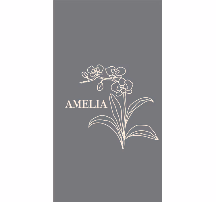 Persiana enrollable flores elegante diseño gris con nombre. - TenVinilo