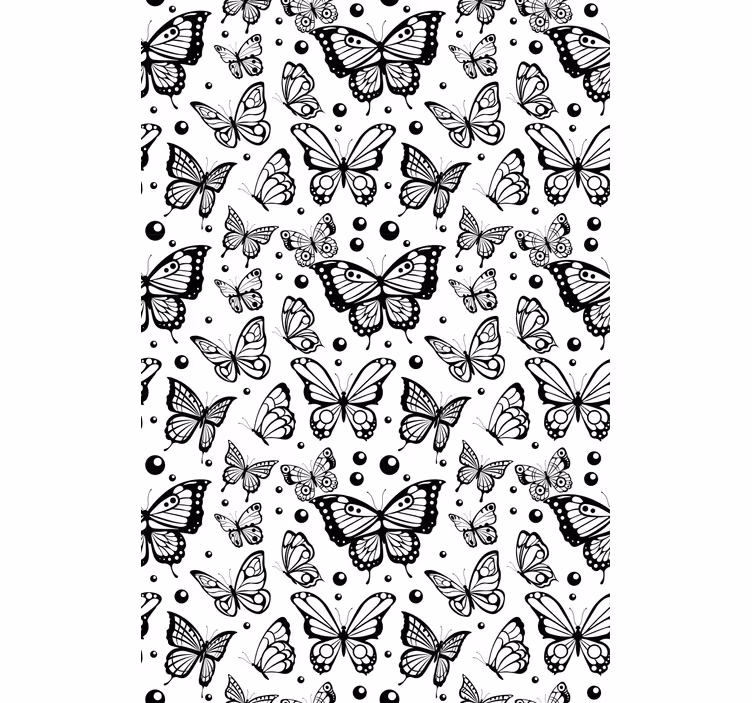 Persiana enrollable mariposa revoloteando en blanco y negro - TenVinilo