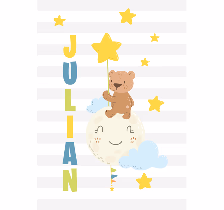 Persiana enrollable infantil oso con estrella y nombre - TenVinilo
