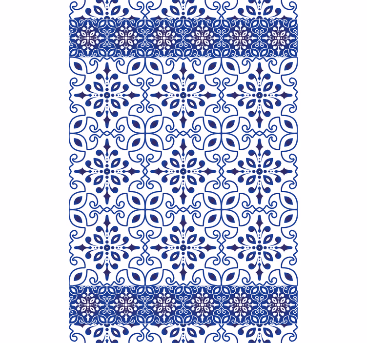 Persiana enrollable para baño azulejos azules ornamentados - TenVinilo